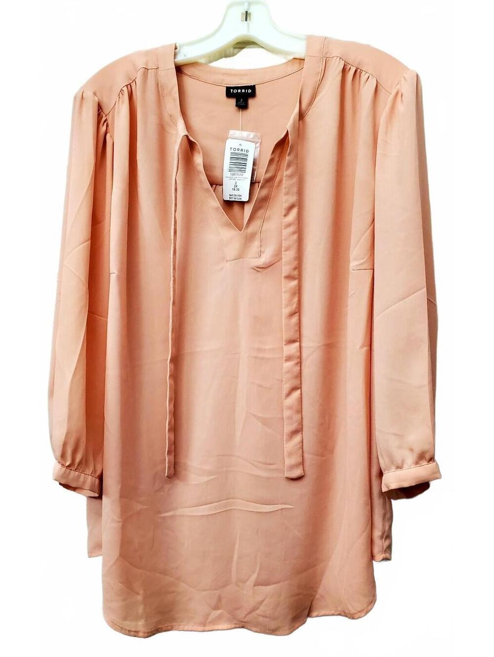 Torrid Peach V-Neck Long Sleeve Blouse